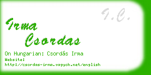 irma csordas business card
